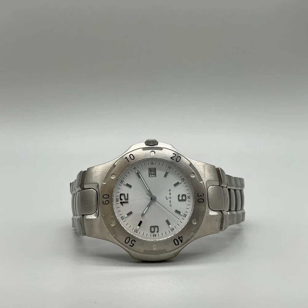 Cross Cingular Wireless Mens Watch 39mm Silver Tone Date New Battery 8.5